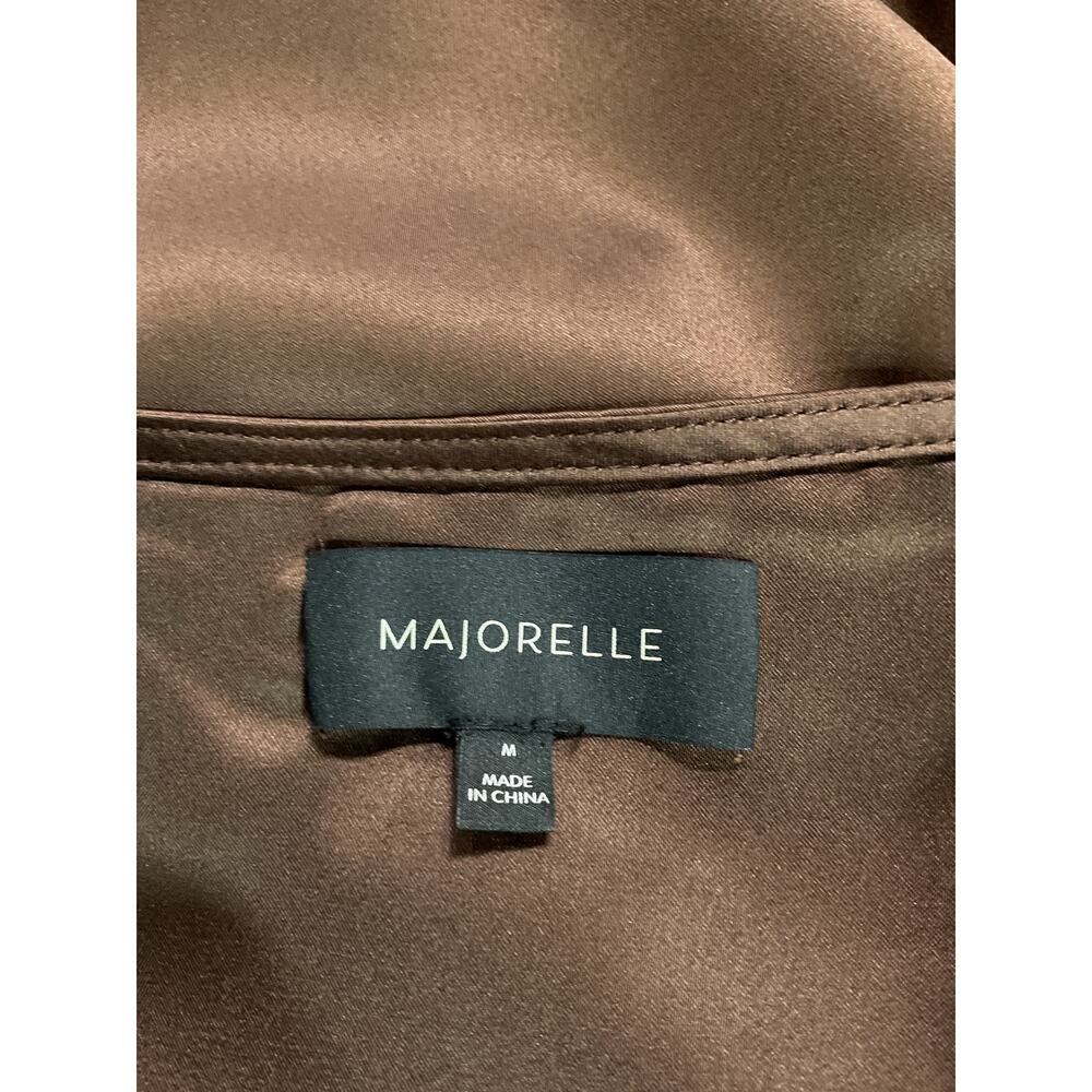 Majorelle Satin Chocolate Brown Waldorf Blouse Size M - Picture 4 of 5